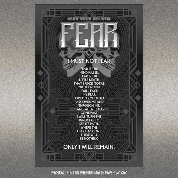 Dune - Bene Gesserit Litany Against Fear - Fear Is The Mind Killer - Monochrome Skulls - Large Print, Heavy Premium Matte Art Paper 24"x36"