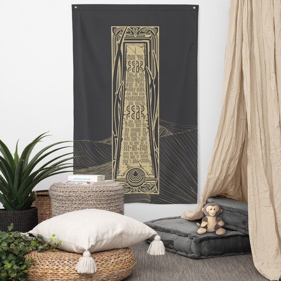 Dune - Bene Gesserit Litany Against Fear Obelisk - Large Banner/Flag 34.5"W x 56"L Polyester - Design By Eldritch Arts
