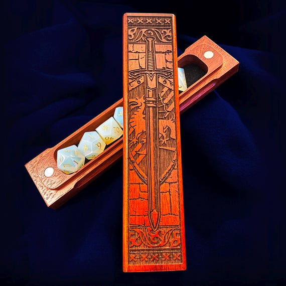 Paladin  Dice Box - Laser Engraved Exotic Hardwood RPG Dice Storage - DND Players Dice Vault,  Personalizable Gaming Gift