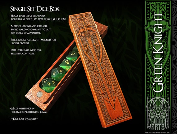 The Green Knight Dice Box - Elven Paladin - Dungeons and Dragons, DnD, Pathfinder, Table Top Role Playing Accessories by Eldritch Arts