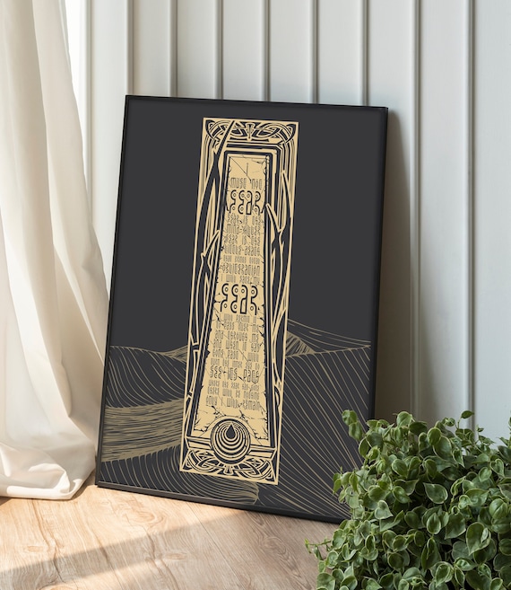 Dune - Bene Gesserit Litany Against Fear Obelisk - Large Print, Heavy Premium Matte Art Paper 24"x36" Black and Gold Design By EldritchArts®