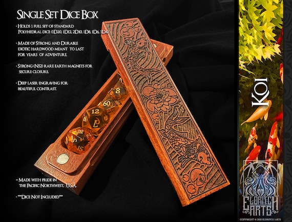 Koi - Samurai Tranquil Themed Dice Box - Dungeons and Dragons, DnD, Pathfinder, Table Top Role Playing Accessories by Eldritch Arts