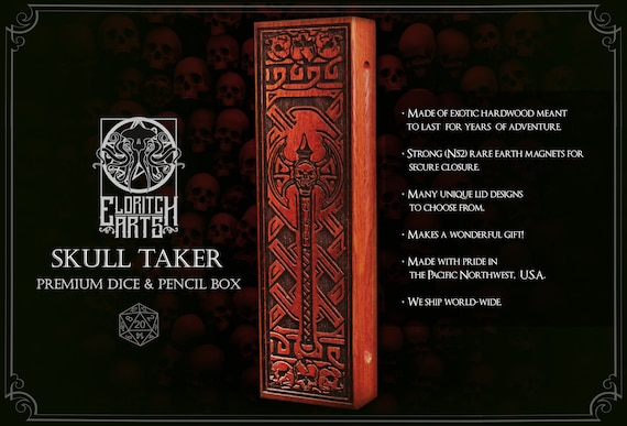 Dice Box - Skull Taker - RPG, Dungeons and Dragons, DnD, Pathfinder, Role Playing and Gaming Accessories by Eldritch Arts