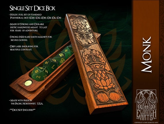 Monk - Lotus Fists Dice Box - Dungeons and Dragons, DnD, Pathfinder, Table Top Role Playing Accessories by Eldritch Arts