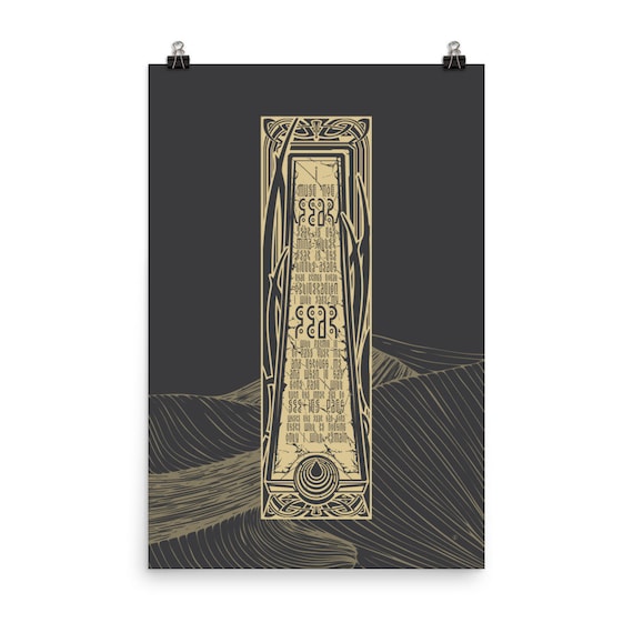 Dune - Bene Gesserit Litany Against Fear Obelisk - Large Print, Heavy Premium Matte Art Paper 24"x36" Black and Gold - For 2" Mat