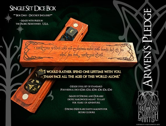 Lord of the Rings - Arwen's Pledge to Aragorn Dice Box - Secure and Elegant Dice Storage For TTRPG - DND Players by Eldritch Arts®