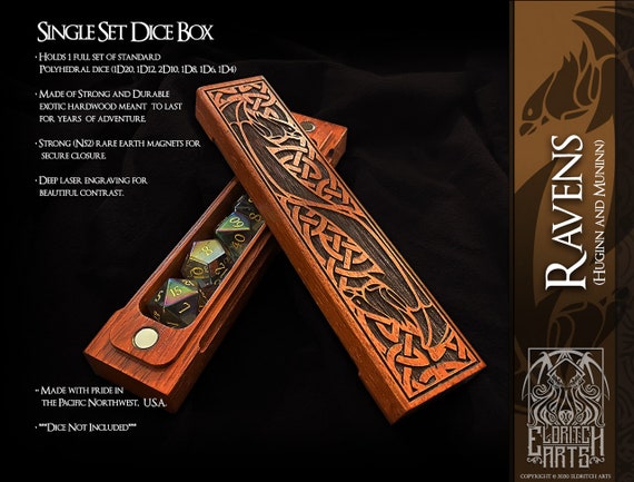 Ravens - Celtic Themed Dice Box - Dungeons and Dragons, DnD, Pathfinder, Table Top Role Playing Accessories by Eldritch Arts
