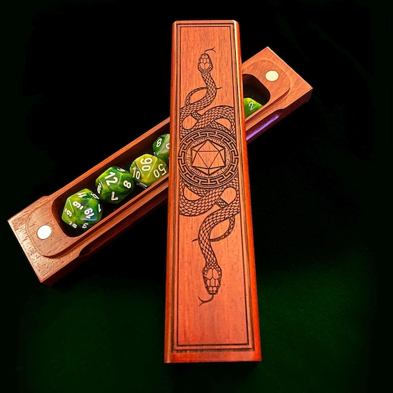 Serpent - Snake (Snek!)  Themed Dice Box - Laser Engraved Hardwood RPG Dice Storage Vault - DND Players Dice, Personalizable Gaming Gift