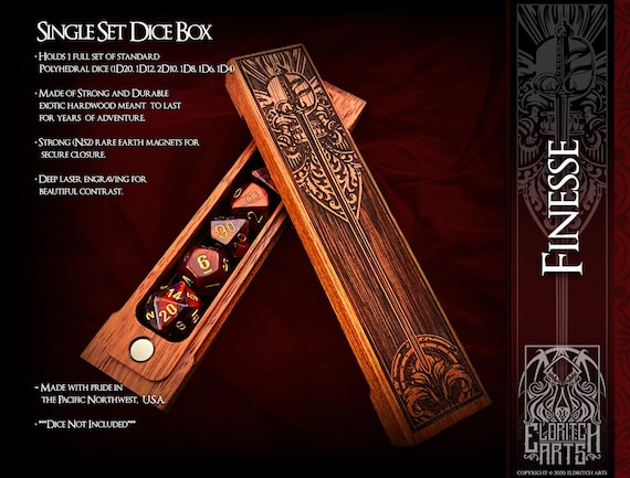 Finesse Dice Box - Rapier - RPG, Dungeons and Dragons, DnD, Pathfinder, Table Top Role Playing and Gaming Accessories by Eldritch Arts