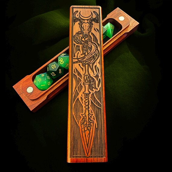 Druid  Dice Box - Laser Engraved Exotic Hardwood RPG Dice Storage - DND Players Dice Vault,  Personalizable Gaming Gift