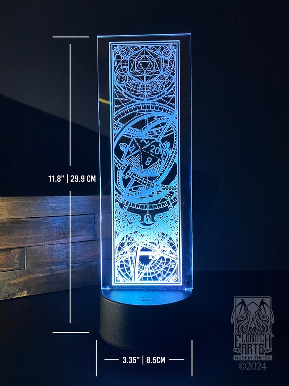 D20 Astrolabe LED Night Light: USB/Battery Powered Decorative Desk Lamp by Eldritch Arts