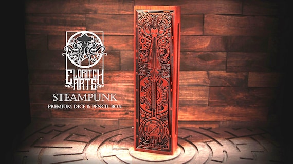 Exotic Wood Steampunk Angel Dice Box - Laser Engraved Holder for D&D, TTRPG, RPG Accessories