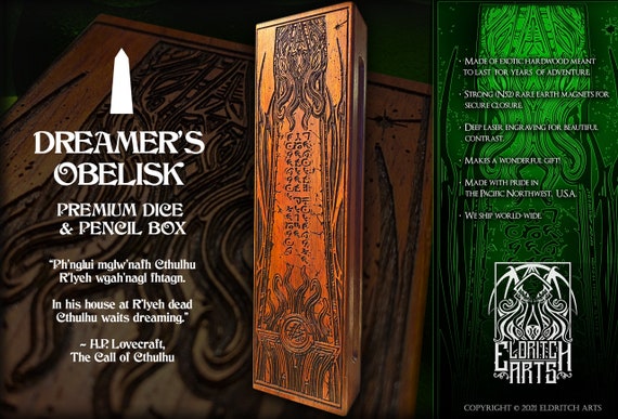 Cthulhu: The Dreamer's Obelisk Dice Box - Laser Engraved Hardwood - Ideal for players of  Dungeons's & Dragons, Pathfinder and other TTRPGs