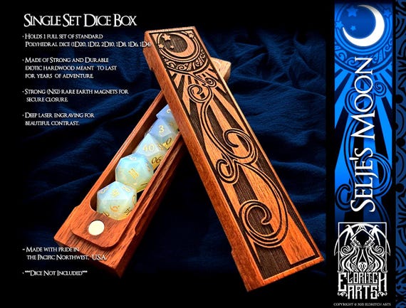 Selje's Moon - Lunar Themed Dice Box - Dungeons and Dragons, DnD, Pathfinder, Table Top Role Playing Accessories by Eldritch Arts