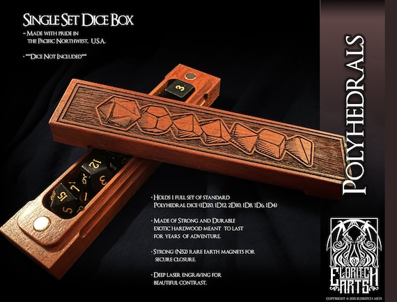 Polyhedrals RPG Dice Themed Dice Box - Dungeons and Dragons, DnD, Pathfinder, Table Top Role Playing Accessories by Eldritch Arts