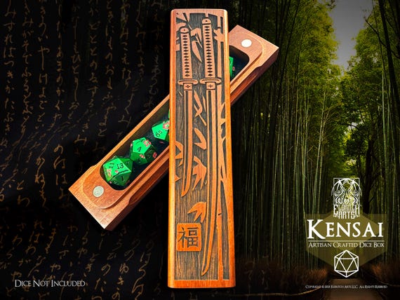 Kensai - Samurai Themed Dice Box - Personalizable Elegant Artisan Crafted Dice Storage by Eldritch Arts®