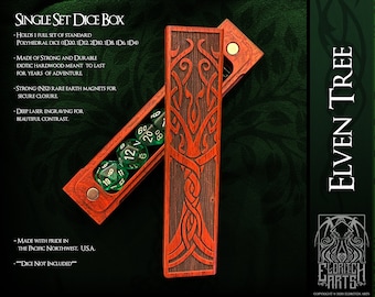 Elven Tree Dice Box: Laser Engraved Brazilian Cherry Wood RPG