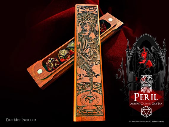 Peril - Succubus Themed Dice Box - Personalizable Elegant Artisan Crafted Dice Storage by Eldritch Arts®