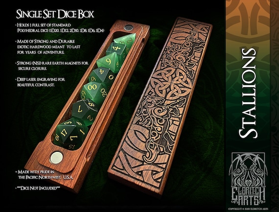 Stallions - Equine Themed Dice Box - Dungeons and Dragons, DnD, Pathfinder, Table Top Role Playing Accessories by Eldritch Arts