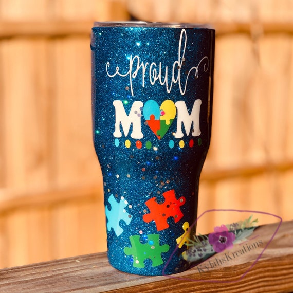 Autism Mom Mama Glitter Cup Glitter Tumbler Autism Tumbler Etsy