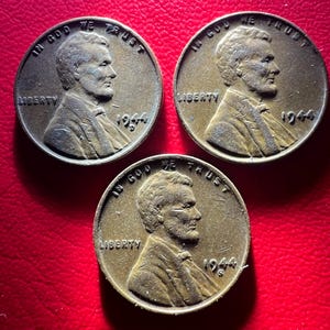 1944 P | 1944 S | 1944 D Lincoln Wheat Cent Pennies