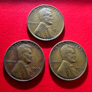 1937 P | 1937 D | 1937 S | Lincoln Wheat Cents Pennies Lot Old USA Coins
