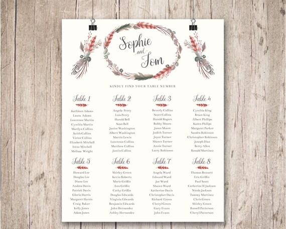 Wedding Guest Seating Chart