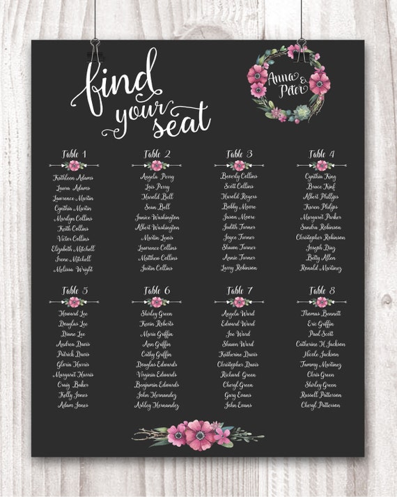 Seating Arrangement Chart For Wedding