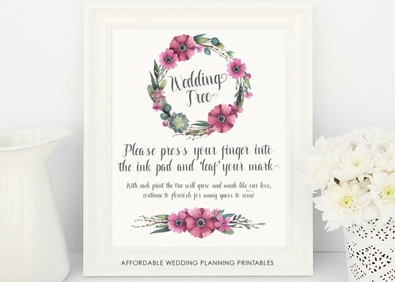 Printable Wedding Guest Instructions Wedding Tree Instructions