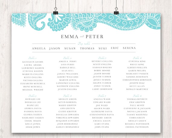 Wedding Seating Plan Seating Arrangements DIY Wedding Seating
