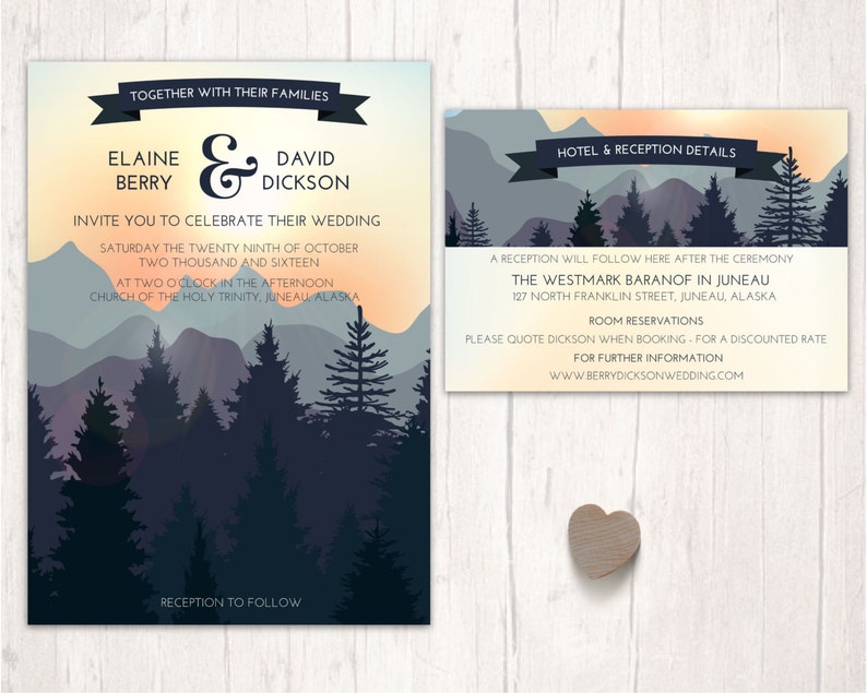 Mountain wedding invitations nature inspired wedding