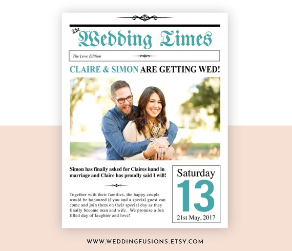 Wedding Newspaper Program Wedding Newspaper Wedding Program