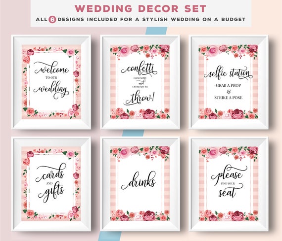Wedding decor, wedding poster set, please find your seat, welcome to our wedding, printable wedding posters, cards and gifts, selfie station Il_570xn