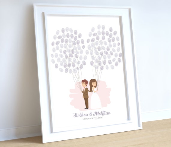 Wedding Couple Guestbook Idea Holding Balloons Fingerprint