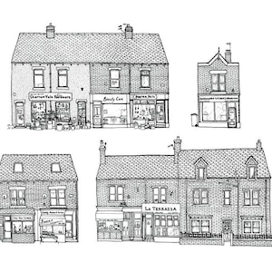 Sharrow Vale Sheffield Print - black and white illustration - Sheffield wall art - Sheffield gift