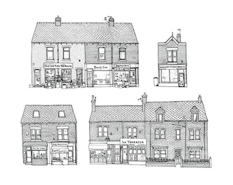 Sharrow Vale Sheffield Print - black and white illustration - Sheffield wall art - Sheffield gift