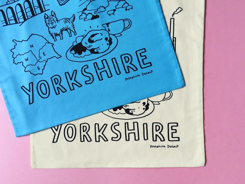 YORKSHIRE TOTE BAG Hand Drawn Icons Screen Printed Tote Bag image 4