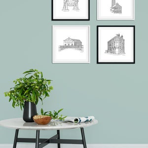 The Chimney House, Kelham Island Print Sheffield Building Illustration Black and White 21cm Square image 7