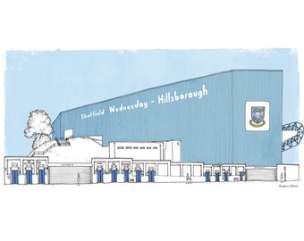 Sheffield Wednesday Football Club - A3 Illustration Print - SWFC Hillsborough Gift - Colour Wall Art