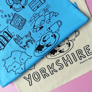 YORKSHIRE TOTE BAG Hand Drawn Icons Screen Printed Tote Bag image 3