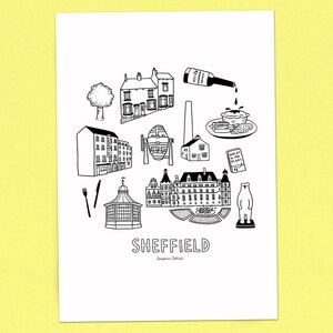 SHEFFIELD Icons A3 Print - Buildings & Landmarks Illustration
