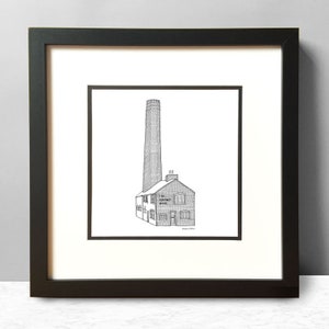 The Chimney House, Kelham Island Print Sheffield Building Illustration Black and White 21cm Square image 2