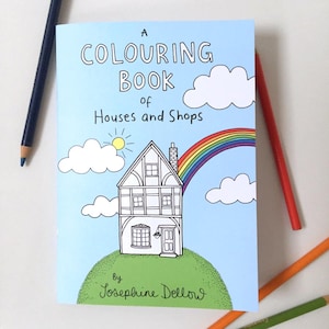 Un livre de coloriage de maisons et de boutiques - Illustrations détaillées dessinées à la main pour adultes et enfants