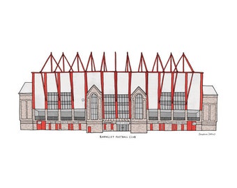 Barnsley Football Club - Oakwell Stadium A3 Illustration Print