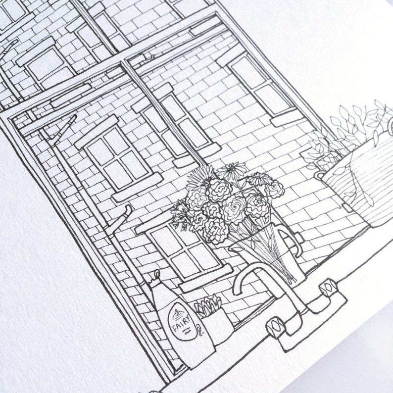 Edinburgh Illustration Print Architecture Drawing Houses - Etsy