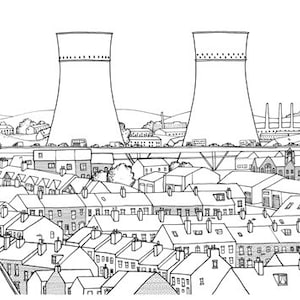 Tinsley Towers Sheffield - impression Illustration A4 - dessin au trait Architecture noir et blanc