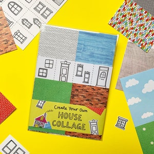 House Collage Kit - Create Your Own - Paper Craft Activity Pack - Gift for her - Gift for kids - Illustration home decor