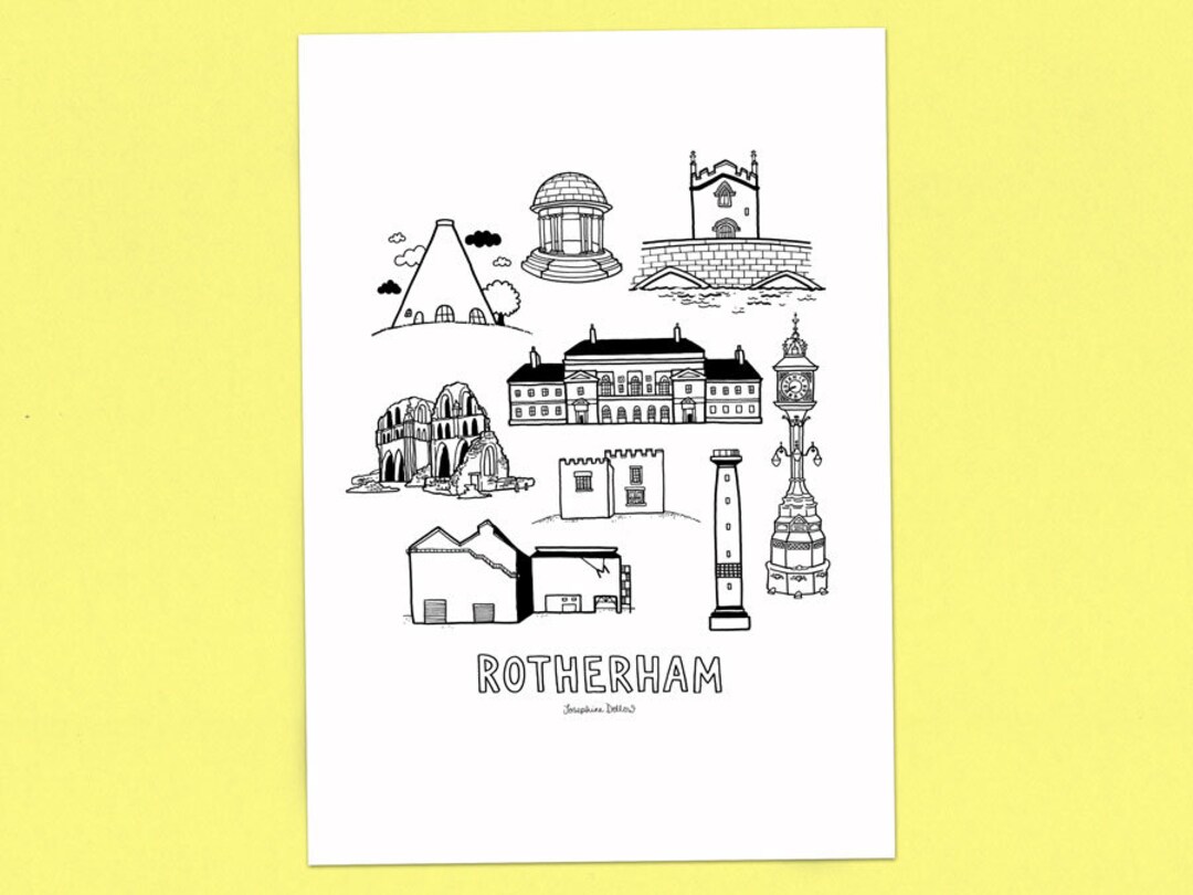 Instant Print Rotherham ROTHERHAM Icons A3 Print - Buildings & Landmarks Illustration - Etsy
