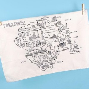 Theedoek met kaart van Yorkshire