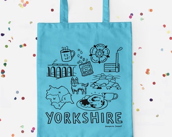 YORKSHIRE TOTE BAG - Hand Drawn Icons Screen Printed Tote Bag